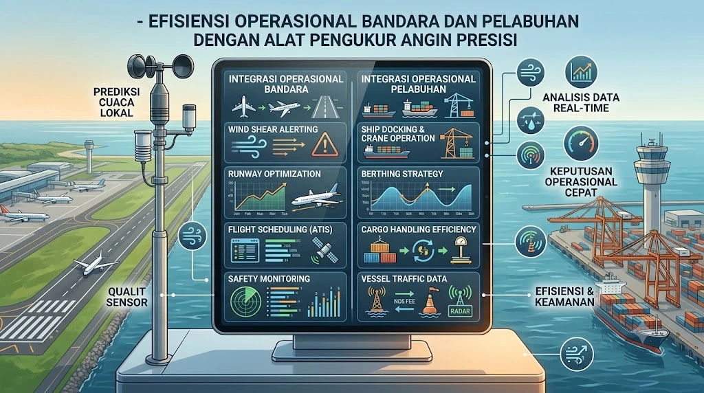Alat Pengukur Angin RK100-01 untuk memantau kecepatan angin secara akurat di bandara dan pelabuhan.