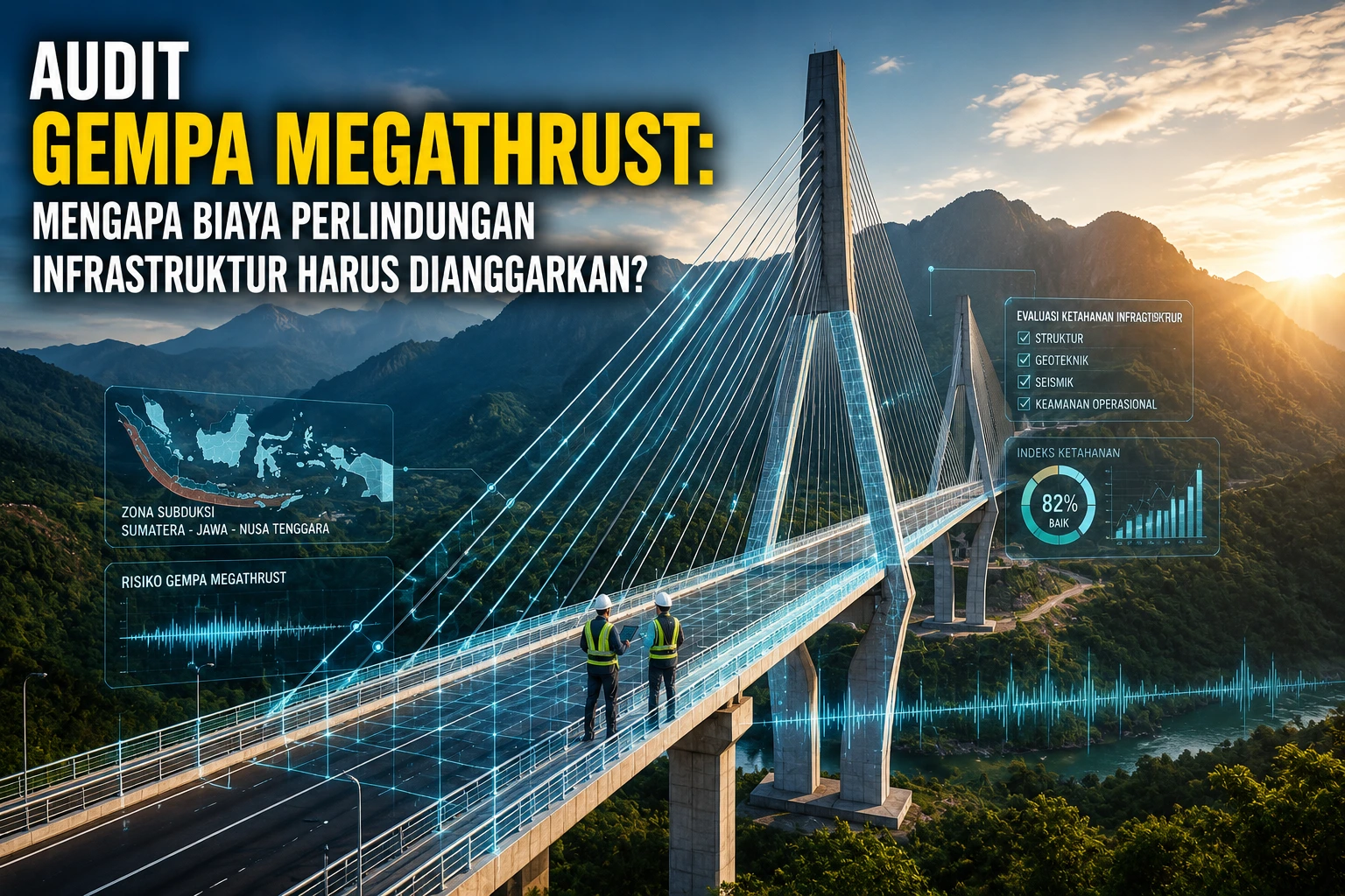 Audit Gempa Megathrust yang menggambarkan evaluasi ketahanan infrastruktur strategis terhadap potensi gempa di zona subduksi.
