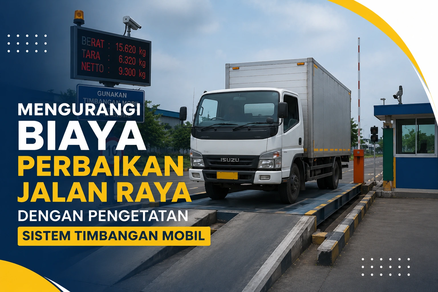 Sistem timbangan mobil digital digunakan untuk mengawasi berat kendaraan guna mengurangi biaya perbaikan jalan raya akibat muatan berlebih.