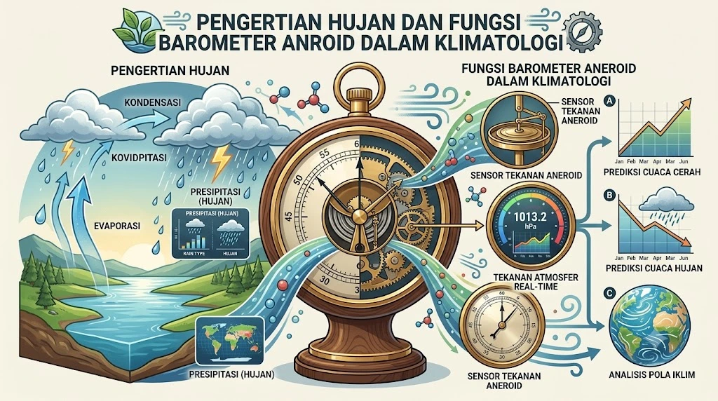 Pengertian Hujan didukung oleh pengukuran tekanan atmosfer menggunakan RK330-01 Atmospheric Temperature Humidity Pressure Sensor.