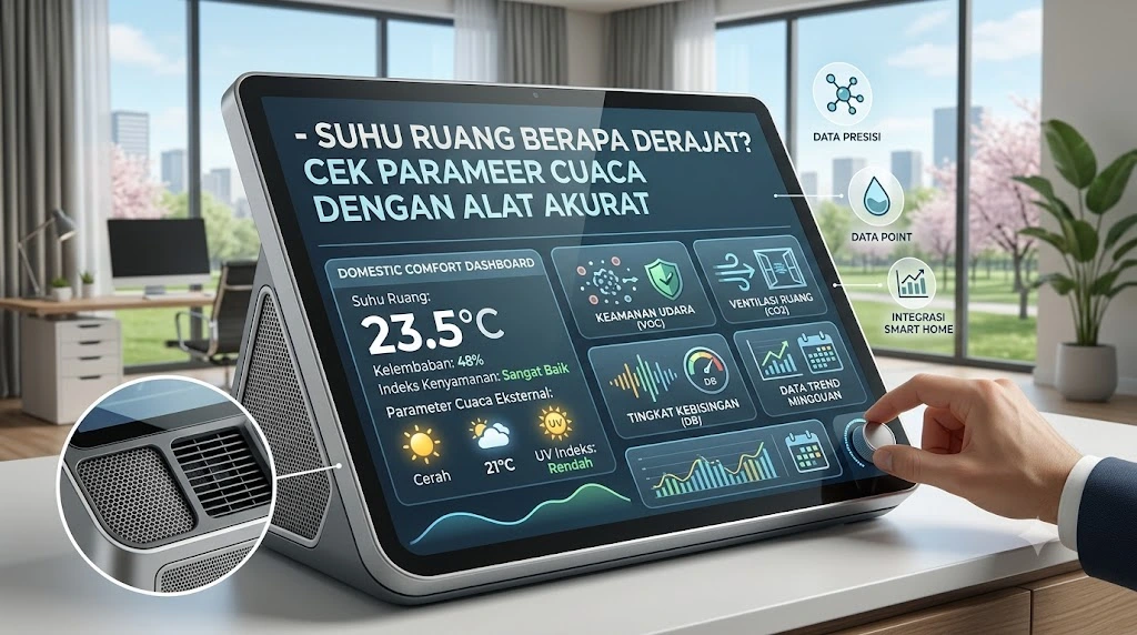 Automatic Weather Station mengukur suhu ruang, kelembapan udara, dan parameter cuaca lainnya secara otomatis.