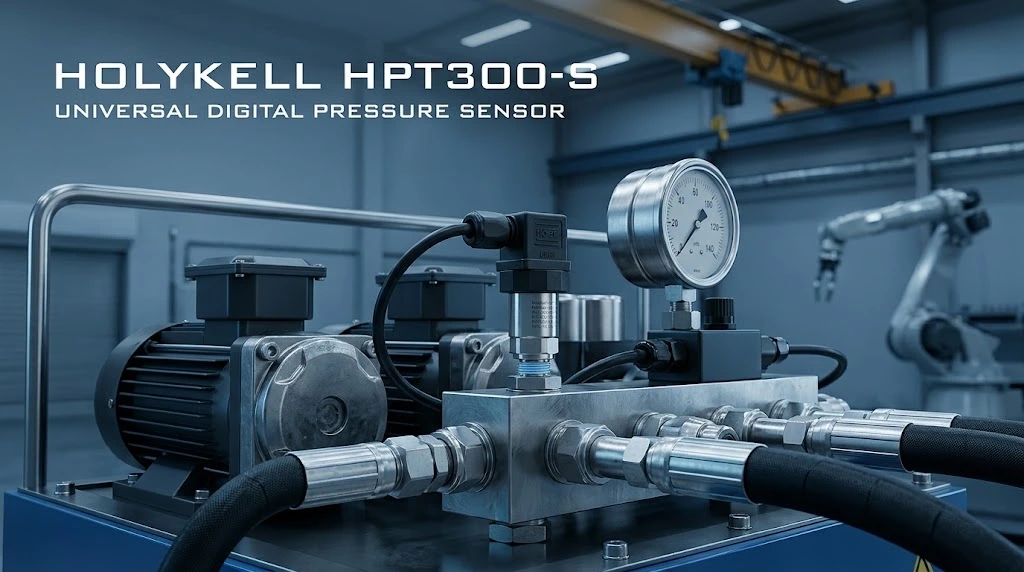 Holykell HPT300-S sensor tekanan digital pada hydraulic power unit industri