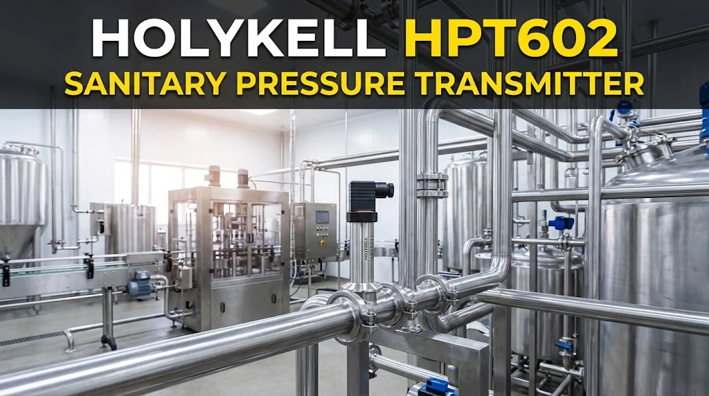 Holykell HPT602 flush diaphragm pressure transmitter pada lini produksi makanan dan minuman